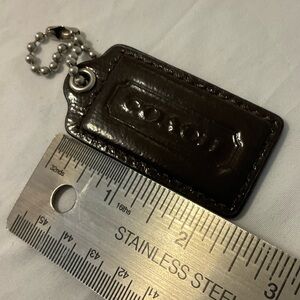 2.5" Large COACH BROWN PATENT LEATHER KEY FOB